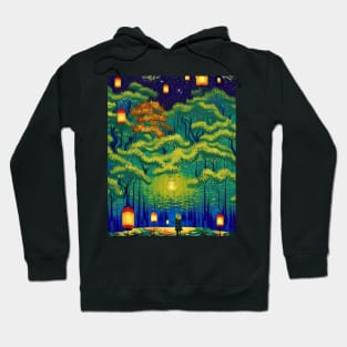 Magic Lantern Lighting Lake Water Pond Reflection Watercolor Hoodie